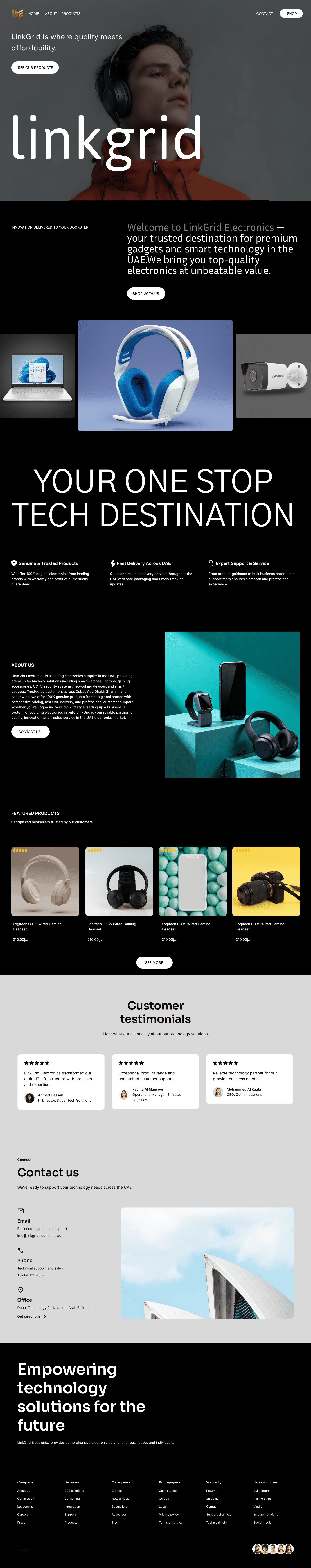 LinkGrid Electronics full landing page screenshot